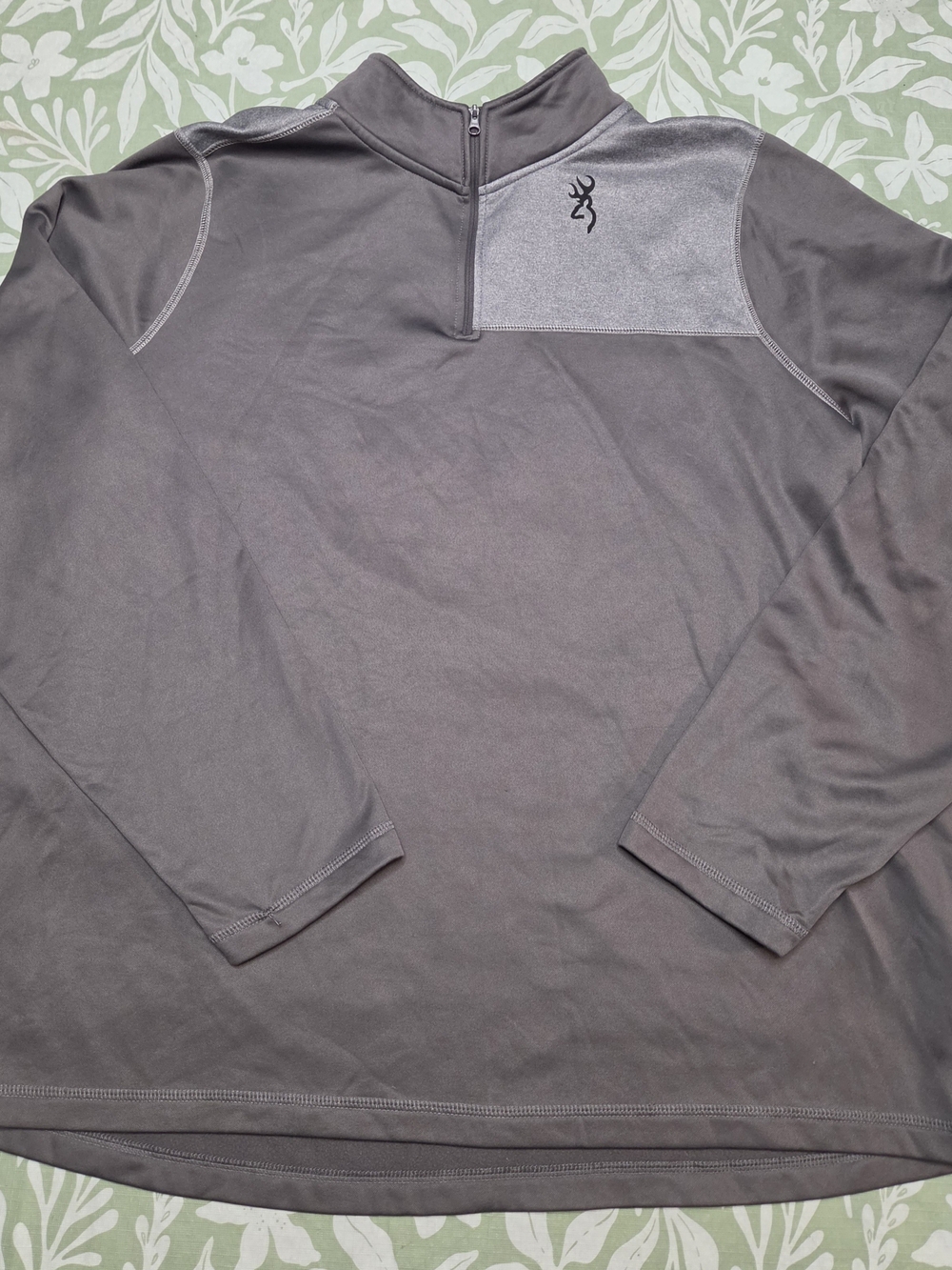 Browning Men's Gray Quarter-Zip Pullover with Contrast Chest Panel